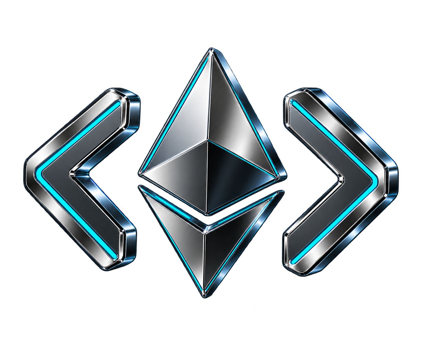 Ethereum symbol between chrome code brackets